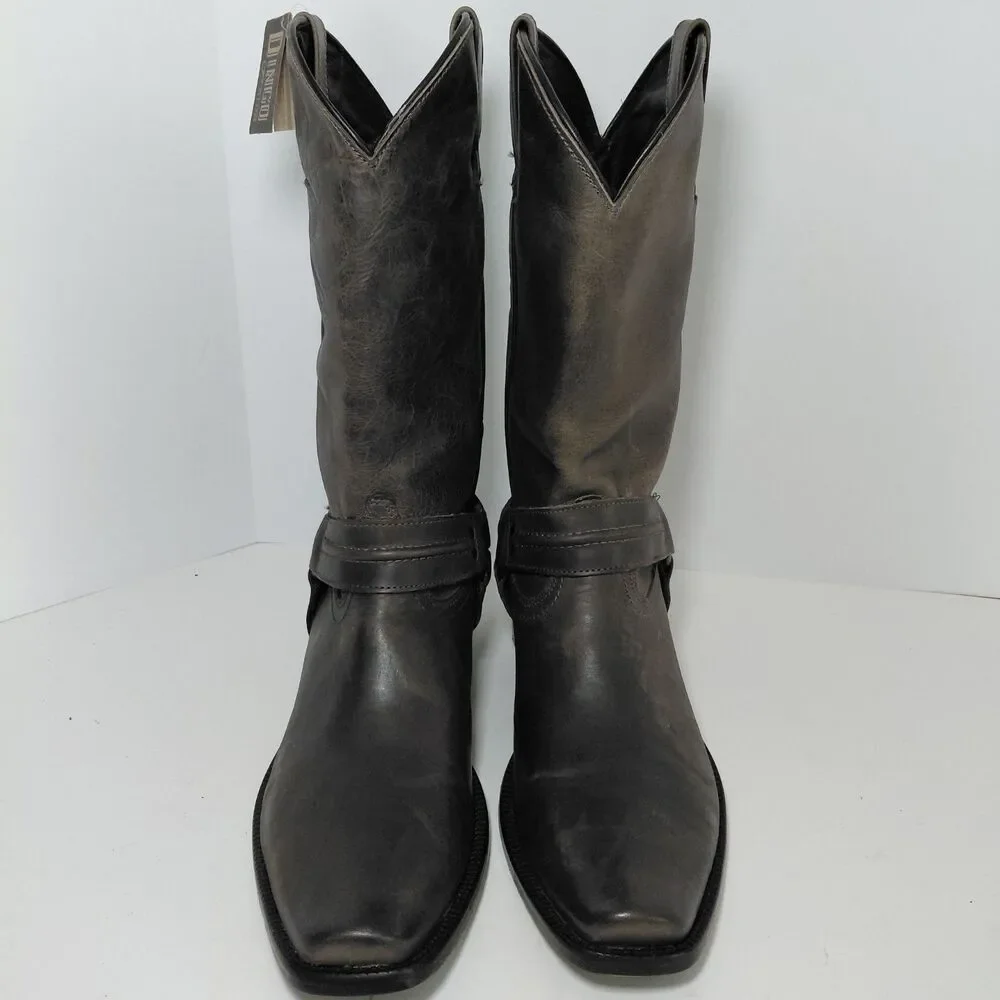 Dingo Hombre Square Toe Pull On  Mens Sz 9.5D Grey Casual Motorcycle Boots